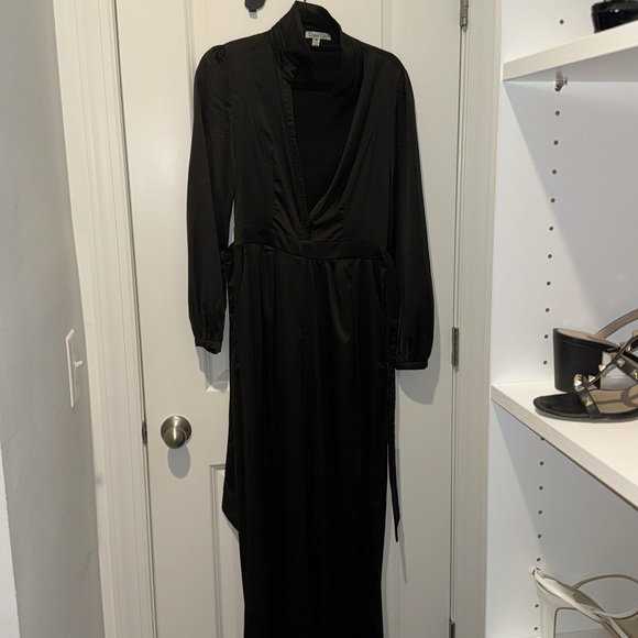 Dress day satin black jumpsuit. Worn once size medium. - Picture 3 of 4